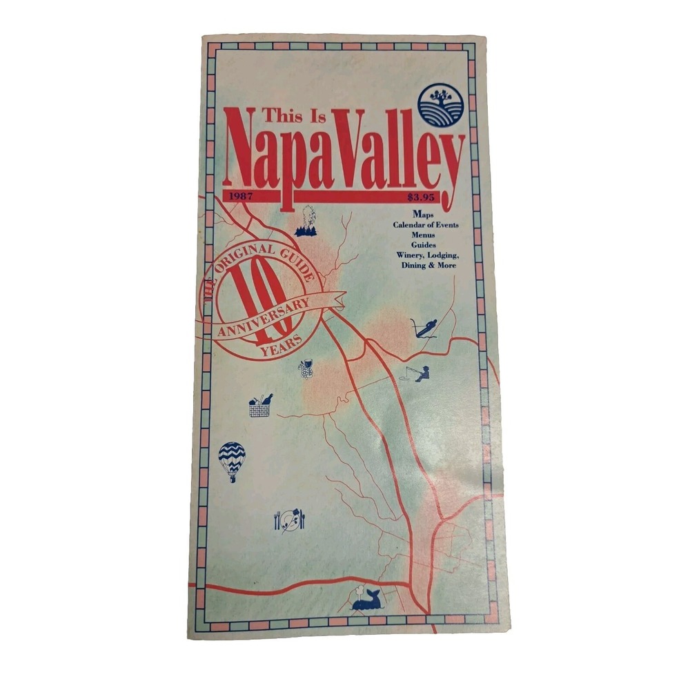 1980s Napa Valley Wines Guide Map California Winery‎ Tours VTG Travel Brochure.